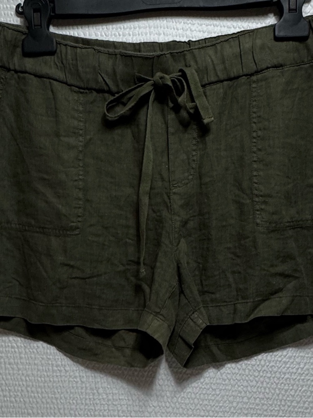 Women's Olive Drawstring Linen Shorts